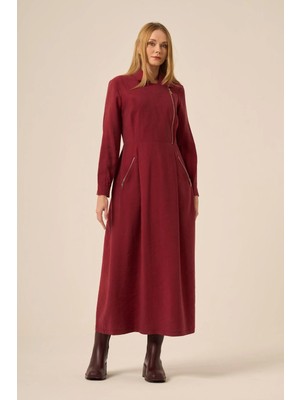 Ftz Women Kadın Canapos Elbise  Bordo 31183