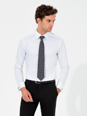 Cacharel Erkek Beyaz Slim Fit %100 Pamuk Klasik Yaka  Basic Gömlek 50261220-VR013