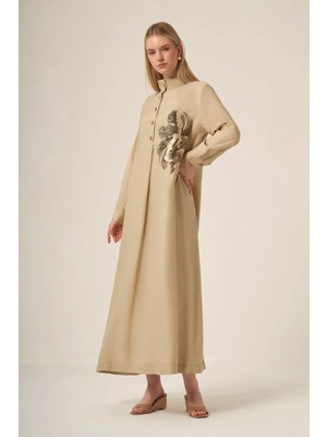 Ftz Women Kadın Selin Işlemeli Elbise  Beige 31336