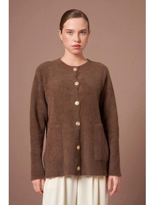 Ftz Women Kadın Angora Hırka  Kahve 25259