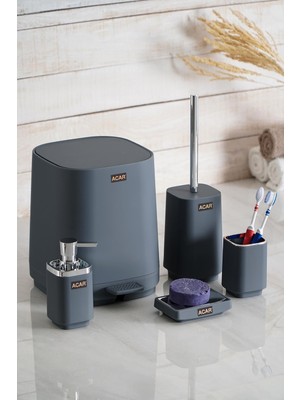 UltraMint Modern 5 Parça Banyo Seti, Şık ve Kullanışlı Gri Tasarım