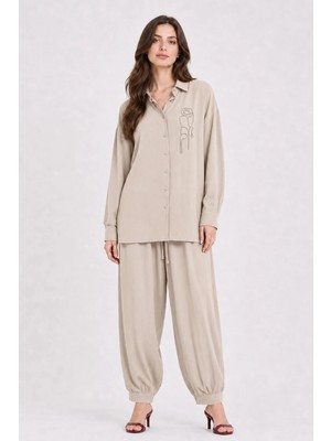 Ftz Women Kadın Kapella Pantolonlu Takım  Beige 31389