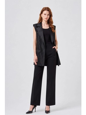 Ftz Women Kadın Jakar Cep Detay Yelek  Siyah 31376