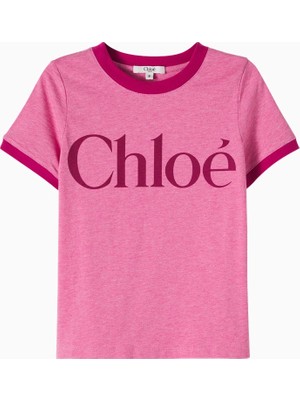 Chloe Chloé Kids Logolu Pamuk Jarse Kız Çocuk Tişört