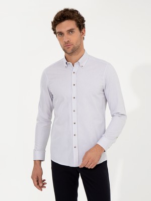 Cacharel Erkek Bej Slim Fit Uzun Kollu Gömlek 50250841-VR011