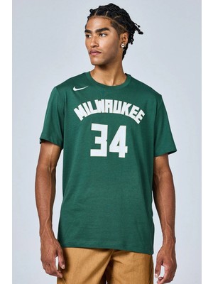 Nike Wilwaukee Bucks Nba Mens Tee Grafik Baskılı Pamuklu Erkek Tişört Yeşil