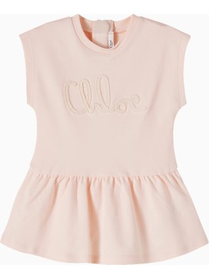 Chloe Chloé Kids Logo Işlemeli Pamuk Jarse Kız Bebek Elbise