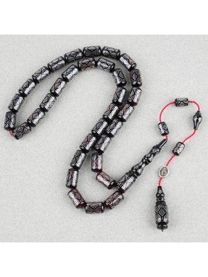 Lapisdo Kuka Usta Işi Imzalı 925AYAR Gümüş Çakımlı Kapsül Kesim 9X15MM Tesbih