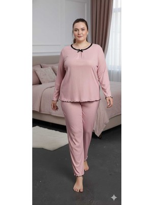 Asel Büyük Beden Likralı Pegasus Kumaş Pijama Takımı