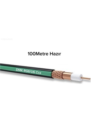 Dmk Rg6/u6   Tv Anten Kablosu 100 Metre 4K Hd 1080P Siyah Yeşil (F Konnektör Hazır)