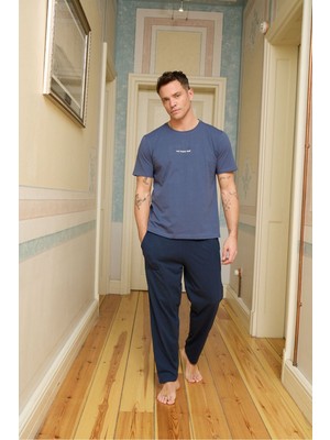 Formo Erkek Lacivert %100 Pamuk Kısa Kollu Pijama Takımı