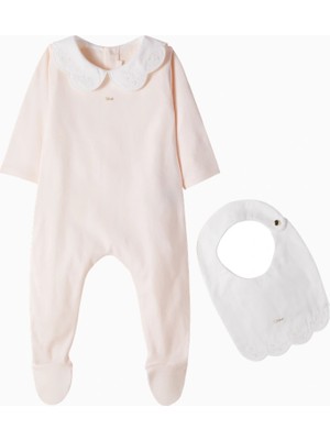 Chloe Chloé Kids Işlemeli Pamuk Kız Bebek Tulum ve Önlük Seti
