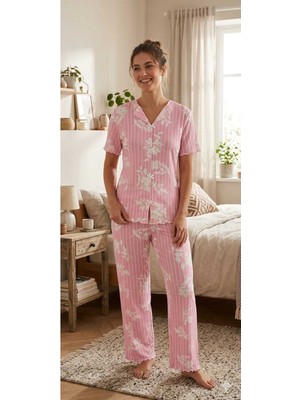 Asel Kadın Kısa Kollu Fiyonk Detaylı Likralı Pegasus Pijama Takımı