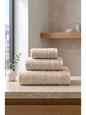 United Colors Of Benetton BE-0829ST-BG  %100 Pamuk Bej 3 Lü Set, 30X50 Cm, 50X90 Cm, 70X140 cm Havlu Seti
