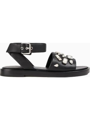 3.1 Phillip Lim Nadine Kristal Süslemeli %100 Deri Lüks Tasarım Kadın Sandalet