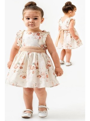 Butik Kız Çocuk Pamuklu Kuşaklı Elbise