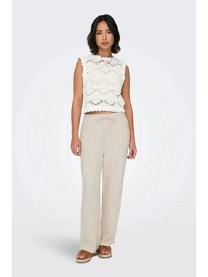 Only 15322263 Onlsıesta Pull-Up Lınen Pnt Moonbeam Kadın Pantolon