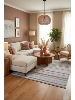 Pera Halı Gri Siyah Pamuk Polyester Modern Iskandinav Yıkanabilir Halı - YO13000A