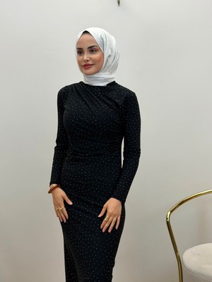 JOOQSTORE Taş Detaylı Drapeli Elbise