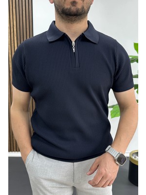 Edwox Erkek Polo Yaka Likralı Tişört Lacivert EDW491