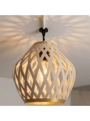 3 Hilal Baskı Modern Geometrik Kafes Avize – Altın Detaylı Dekoratif Sarkıt Lamba Başlığı