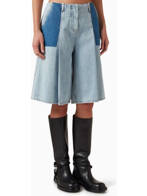 3.1 Phillip Lim Ghost Patch Denim Kadın Bermuda Şort Açık Mavi