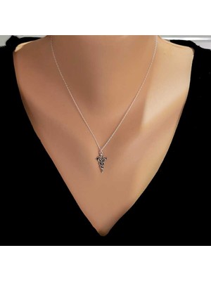 Nusret Takı 925 Ayar Gümüş Minik Tıp Sembolü Model Charm Kolye