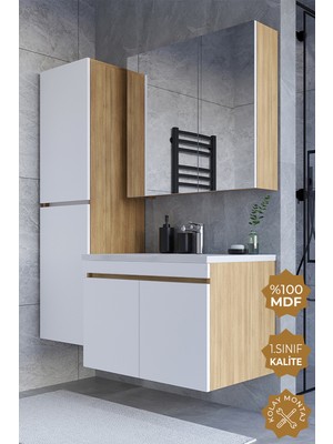 Teta Home Tokyo 80 Cm Mdf Banyo Dolabı Seti +Boy Dolabı