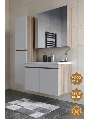 Teta Home Tokyo 65 cm Mdf Banyo Dolabı Seti + Boy Dolabı