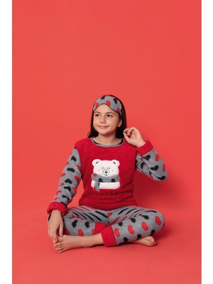 Asel Kalp Desen Polar Kumaş Çocuk Pijama Takımı