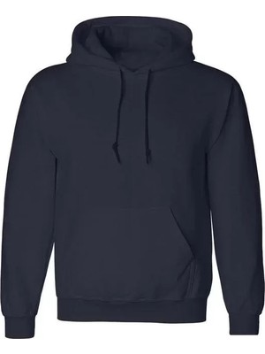 Moda Loris Erkek Uzun Kol Kapşonlu Basic Sweatshirt Hoodie - Lacivert