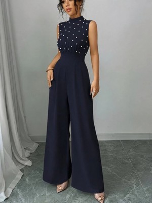 Marsilyan- Kadın Balıkçı Yaka Kolsuz Incili Beli Kuşaklı Uzun Janjan Tulum