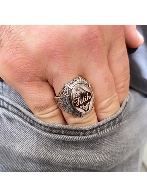 Simurg Jewellery 925 Ayar Gümüş Isimli Kişiye Özel Erkek Yüzük