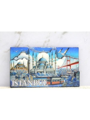 Ett Ahşap Istanbul Temalı Magnet - Model 12