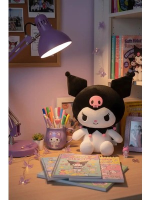 Miniso Sanrio Lisanslı Kuromi Oturan Peluş Oyuncak 40 cm – Yumuşacık Büyük Boy