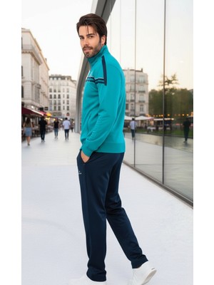 Fore Sport Erkek %100 Polyester Şeritli Rashell Siyah Eşofman Takım