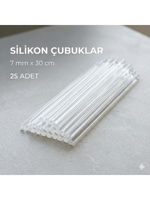 Hobiceyiz Silikon Çubuk Ince 25 Adet ( 7 mm )
