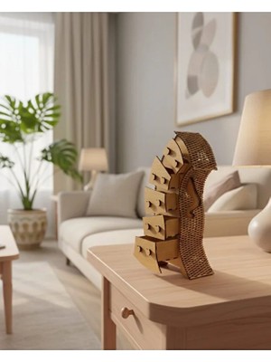 Simidil Design Lineawood 5 Çekmeceli Ahşap Takı Kutusu – Lazer Kesim Mdf, Dekoratif Dikey Tasarım (39 Cm)