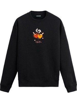 Colermi Kahve Zamanı Temalı Sevimli Sweatshirt