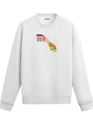 Colermi Sanatsal Kahve Fincanı Figürlü Sweatshirt