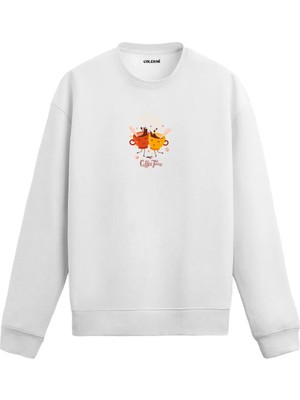 Colermi Kahve Zamanı Temalı Sevimli Sweatshirt