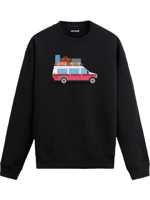 Colermi Tatil Minibüsü Baskılı Sweatshirt