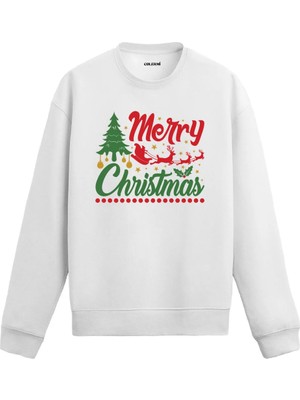 Colermi Merry Christmas Çam Ağacı Sweatshirt