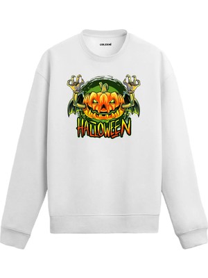Colermi Cadılar Bayramı Temalı Zombi Eller Kabak Tasarım Sweatshirt