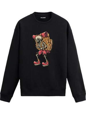 Colermi Kampçı Iskelet Baskılı Sweatshirt