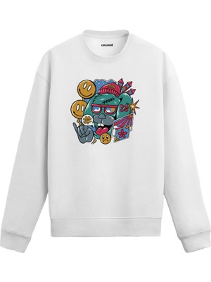Colermi Renkli Asi Figürlü Sweatshirt