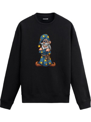 Colermi Yıldızlı Büyücü Figürlü Eğlenceli Sweatshirt