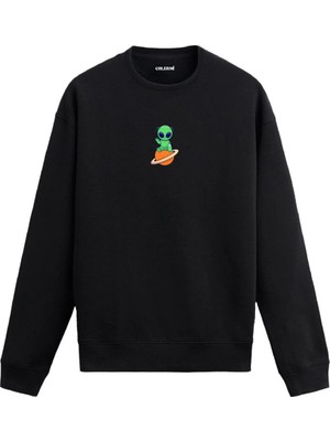 Colermi Gezegen Üzerinde Uzaylı Figürlü Sweatshirt
