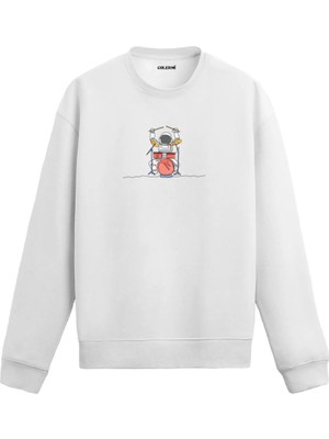 Colermi Uzay Temalı Astronot Davulcu Sweatshirt