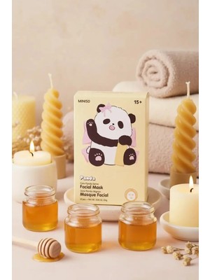 Miniso Lisanslı Sevimli Panda Serisi Yüz Maskesi – Besleyici Bal Özlü 17 cm